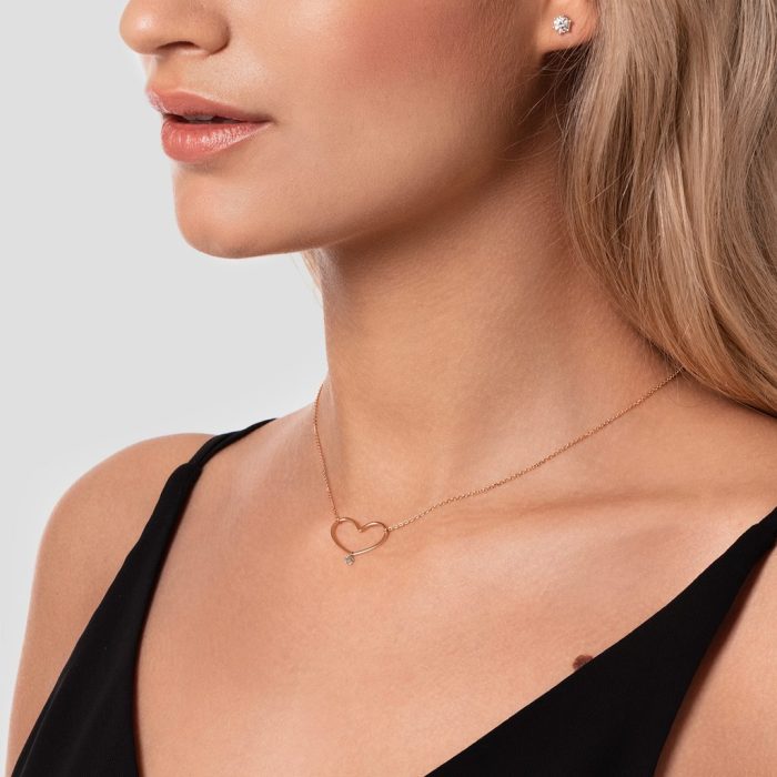 Necklace with Champagne Diamond in Rose Gold | KLENOTA Necklace with Champagne Diamond in Rose Gold | KLENOTA