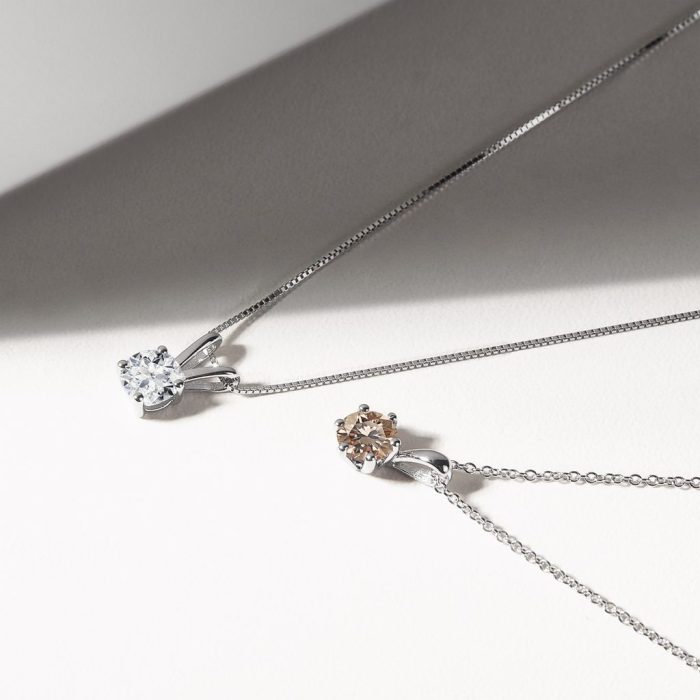 Champagne Diamond Necklace Blue Diamond Necklace Gold Simple | Etsy Champagne diamond necklace