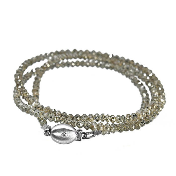 Champagne Diamond Bead Necklace with White Gold Clasp Champagne diamond necklace